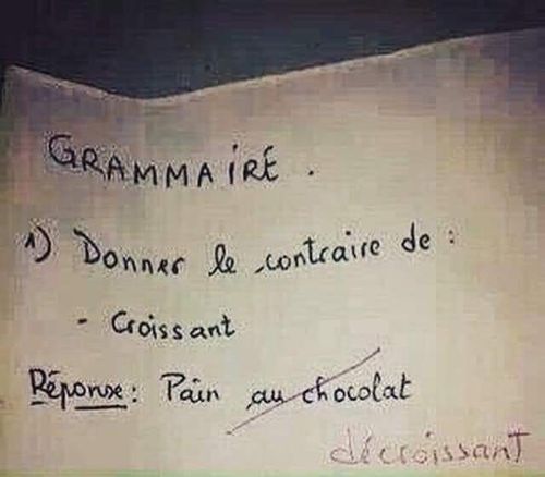 Grammaire. Donner le contraire de croissant