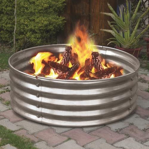 Backyard Creations® 36" Galvanized Fire Ring at Menards | Backyard fire, Fire pit ring, Fire pit backyard