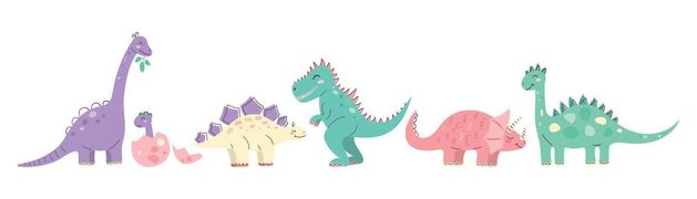 Cute Dinosaur Kids Style Set. Cute character. Flat illustration for children vector