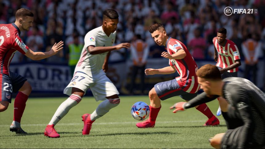 FIFA 21 Furious Football Game Between Two Teams Wallpaper