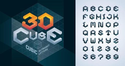 vetor de letras e números do alfabeto cubo, fontes estilizadas de hexágono 3d abstratas