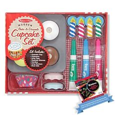 Melissa & Doug Bake and Decorate Cupcake Set - Play Food Set Bundle with 1 Theme Compatible M&D Scratch A?r?t Mini-Pad (04019)