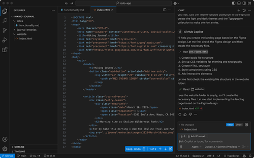 Working with GitHub Copilot agent mode to make edits to code in your workspace