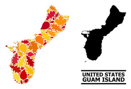 autumn leaves - mosaic map guam island