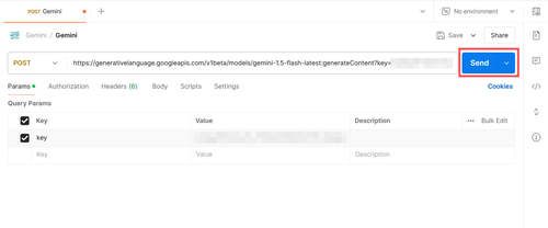 Clicking the Send button in Postman