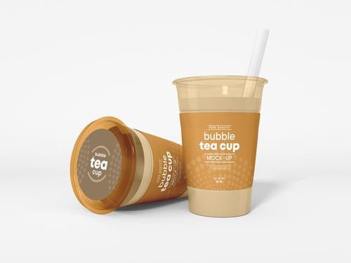 Transparent Plastic Bubble Tea Cup With Straw Mockup Psd