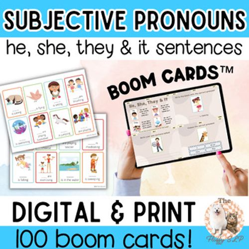 Preview of Subjective Pronouns (he, she, they, it) | Boom Cards & Printables