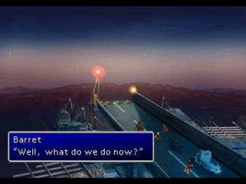The characters are preparing to cross the threshold of their world, into the unknown, in Final Fantasy VII.