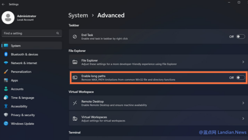 微软将在Win11中增加长路径开关 解决文件路径超260字符无法删除/移动问题