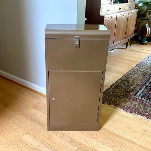 Vintage Metal Filing Box | Rustic Metal Filing Cabinet | Tall File Cabinet | Unique Filing Cabinet | Brown Eagle Storage Cabinet