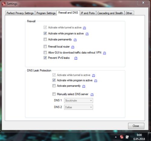 perfect privacy app settings