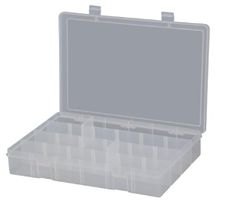 Durham LPADJ-CLR Polypropylene Large Adjustable Compartment Box, 9" Length x 13-1/8" Width x 2-5/16" Height, Clear