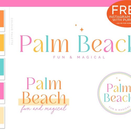 Bright Retro Logo, Mid Century Modern 60s 70s Branding Kit, Vintage Text Logo & Brand Design, Modern Art Deco Boutique Shop Logo Sign