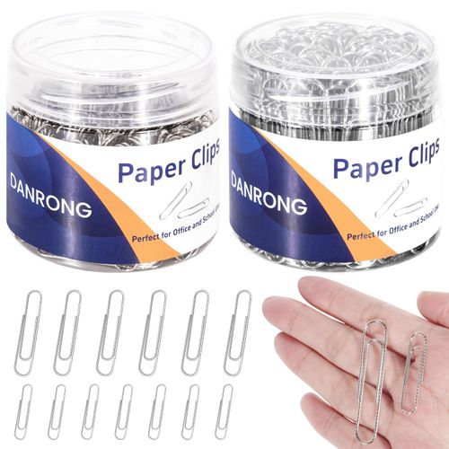 DANRONG 400 PCS Nonskid Paper Clips Assorted Sizes, Medium and Large (1.3" & 2"), Paperclips, Paper Clip for Paperwork Office