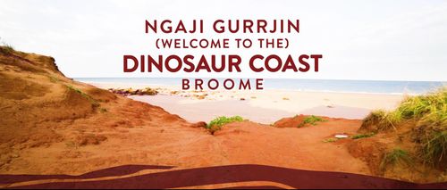 Kids exploring dinosaur footprints in Broome
