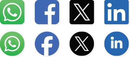 a collection of social media icon logo WhatsApp, Facebook, LinkedIn and Twitter, X vector