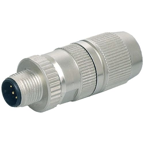 M12 male, straight, field‑wireable (IDC) connector