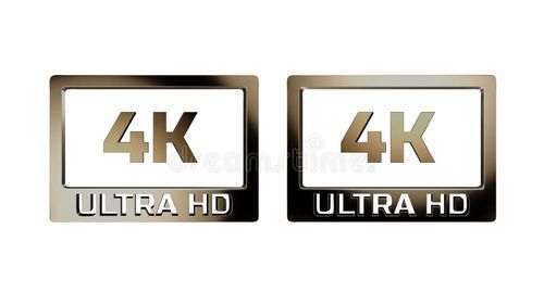 3d render Gold 4k ultra hd logo with shiny reflection with alpha channel in 4k. 4k ultra hd logo vectors