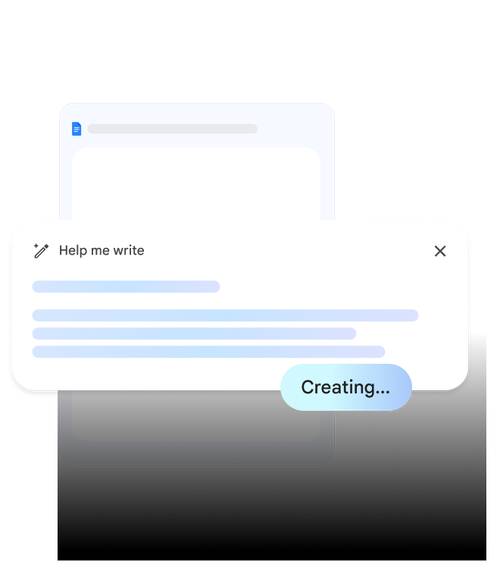 AI writing assistant generating a draft email with the prompt “Help me write.”