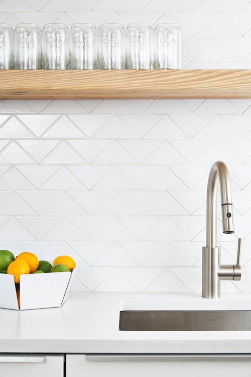 How to Choose the Right Grout Color White Triangle Tile Kitchen Backsplash