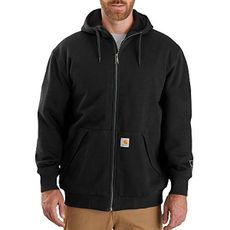 Carhartt mens Rain Defender Loose Fit Midweight Thermal-lined Full-zip Sweatshirt, Black, Medium US