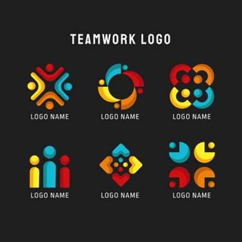 Various Red Blue and Yellow Teamwork Logo Collection vector