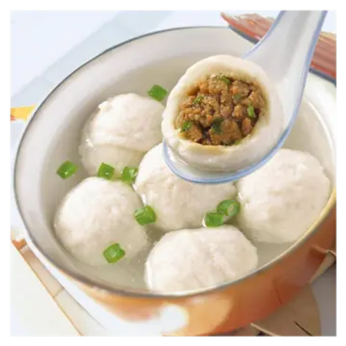 Close-up of ingredients for Fuzhou fish balls
