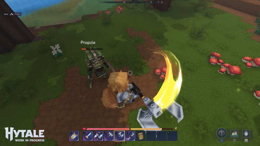 Players battling in a PvP arena on a competitive Hytale serve