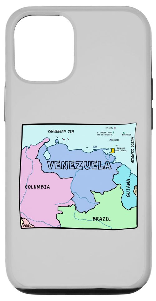 iPhone 14 Pro Colorful Simplified map of Venezuela. Surrounding countries Case