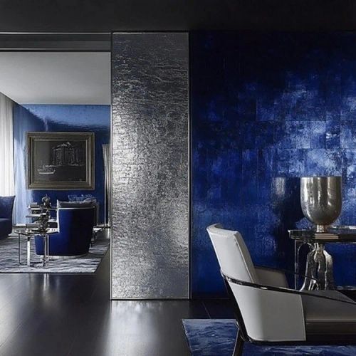 Modern Silver and Sapphire- Two Colour Combination for Living Room