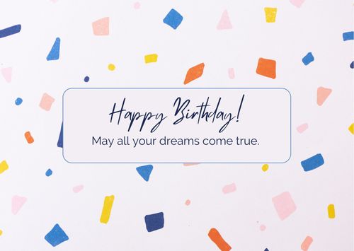 Colorful Minimalist Pattern Confetti Background Happy Birthday Card