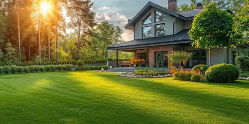 AI generated Suburban House With Expansive Front Lawn photo