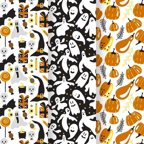 Free Vector flat design halloween patterns set