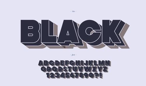 estilo negrito 3d de fonte preta para banner vetor