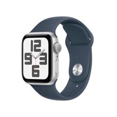 Apple Watch SE (2nd Gen) [GPS 44mm] - Silver Aluminum Case with Storm Blue Sport Band, M/L (Renewed)