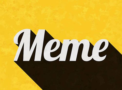 Meme - Text with long shadow on textured yellow background