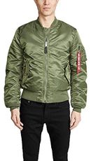 Alpha Industries MA-1 Slim Fit Bomber Flight Jacket - Fighter Pilot Flight Jacket - Sage, L
