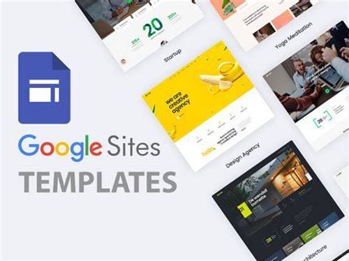 the google sites templates are displayed in multiple colors and sizes, including yellow, green,