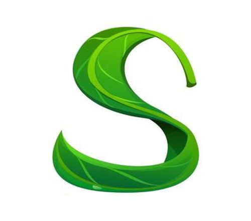 Tree green leaf font, nature typeset letter S vector