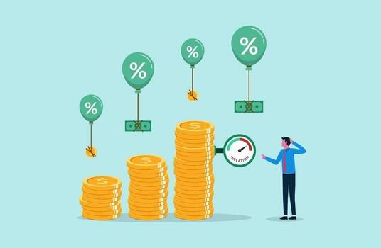 Interest rate hike due to inflation percentage rising up. Federal reserve or central bank monetary policy concept for business vector