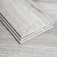 Interlocking Vinyl Flooring Planks 36" X 6", 14 Planks Covers 21 Sq.Ft Per Box, Grey, 5mm Thick DIY Easy Snap Lock Together Gray Oak Wood Grain Luxury Vinyl Flooring for Home