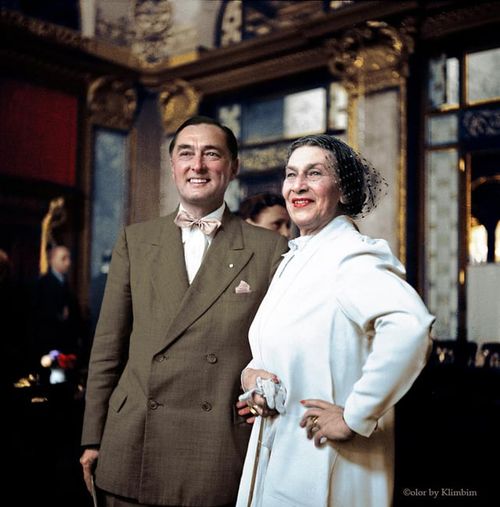 r/ColorizedHistory - Count Coudenhove-Kalergi with his wife Ida Roland, 1948