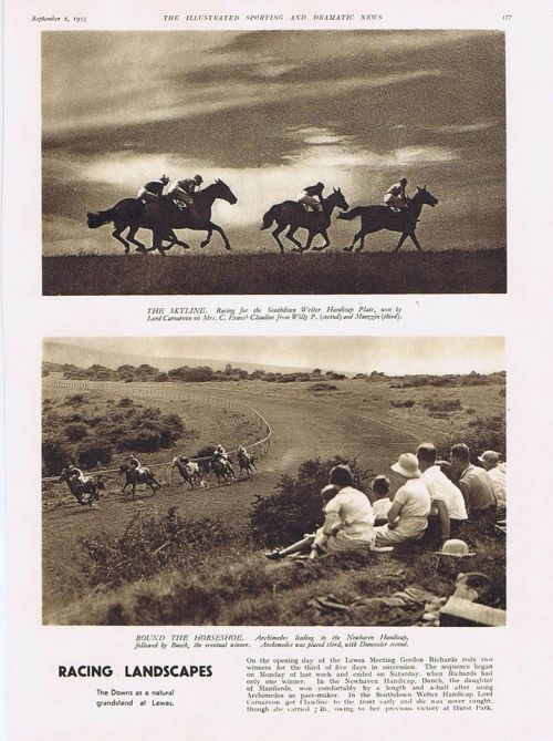 HORSE RACING View on the Racecourse at Lewes - Vintage Print 1933 - Image 1 of 1