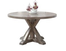Steve Silver Co Molly Dining Contemporary Lodge Styling with Architectural Timber-Beam Pedestal Base Oak Finish Table, 48 x 48 x 30, Grey Washed