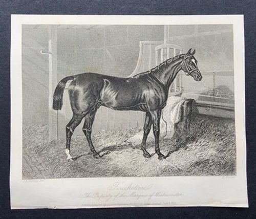 Antique 1844 Print - Horse Racing - Touchstone - Thoroughbred - JF Herring - Image 1 of 3