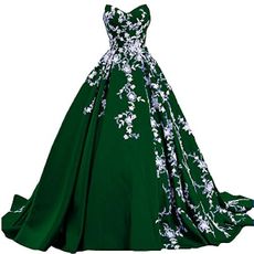 Kivary Plus Size White Lace Long Ball Gown Prom Evening Dresses Emerald Green US 18W