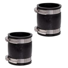 Fernco 1056-22 2-in. Flexible PVC Pipe Coupling for Cast Iron and Plastic Plumbing Connections, 2–Pack