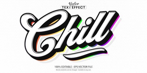 Vector chill text style, minimalistic style editable text effect