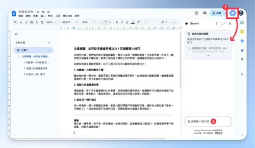 在 Google 文件中使用 Gemini