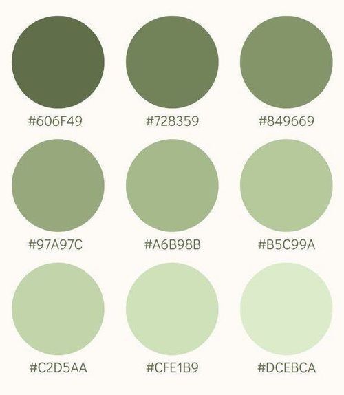 the different shades of green paint